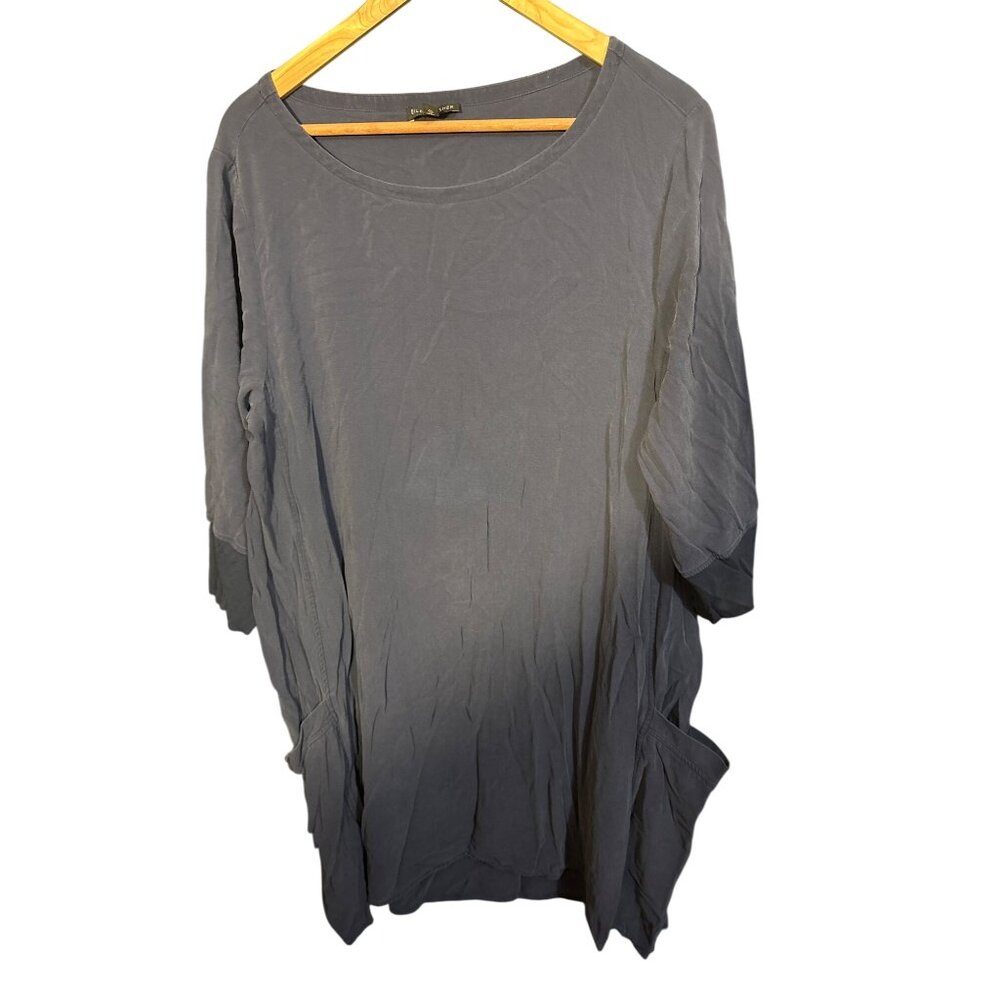 Eileen‎ Fisher Womens XL Blue Silk Tunic Dress With Pockets